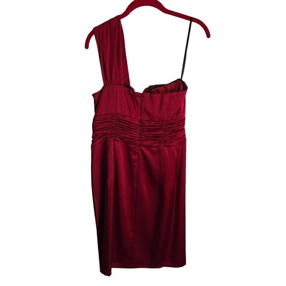 Nanette Lepore Knot So Fast Dress One-Shoulder Ruched Red Dress Size 10 - Picture 3 of 7